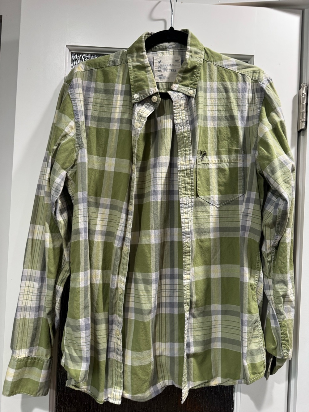 American Eagle Outfitters Green Plaid Button-Down Shirt